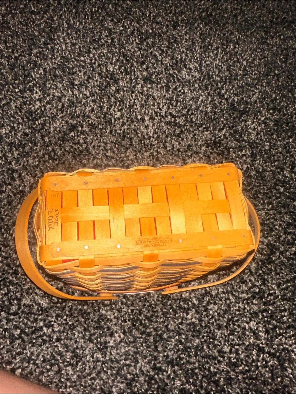 Longaberger Woven Basket Handbag with Red Accents